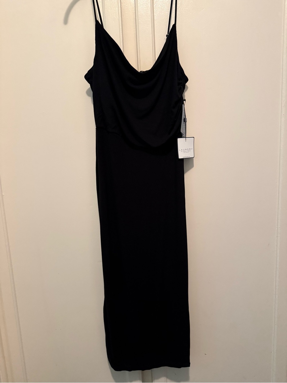 NWT Laundry by Shelli Segal Black Cowl Neck Side Slit Dress Size 6 - Picture 3 of 13